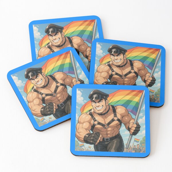 Item preview, Gay Retro Anime Defiant Leather Daddy Pride Flag Colorsplash Tom of Finland Tribute Leather Pride Graphic Design designed and sold by ItsAKinkThing.