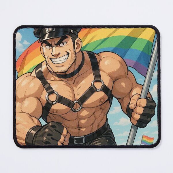 Item preview, Gay Retro Anime Defiant Leather Daddy Pride Flag Colorsplash Tom of Finland Tribute Leather Pride Graphic Design designed and sold by ItsAKinkThing.