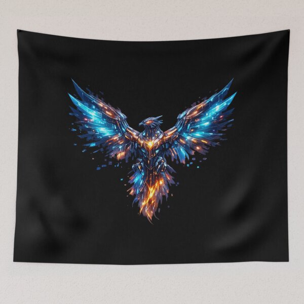 Item preview, Cyber Phoenix Rising – Neon Fire Bird Futuristic Wings – Sci-Fi Streetwear Graphic designed and sold by JonelCrafts.