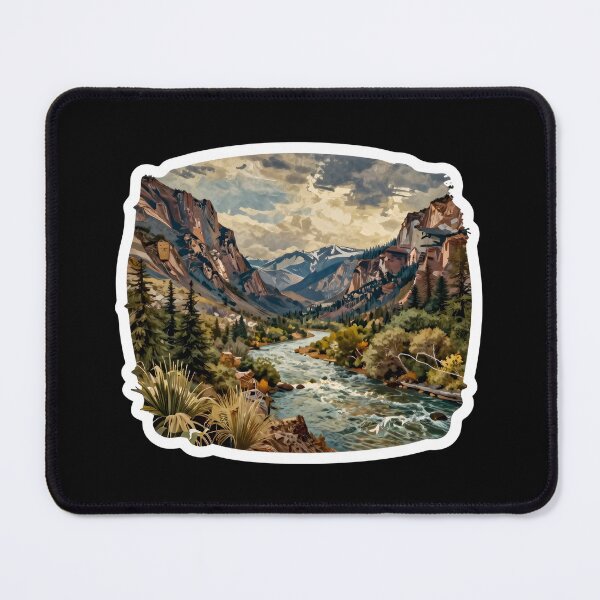 Item preview, Mountain Canyon River Landscape Sticker | Scenic Wilderness Art designed and sold by FestivityFinds.