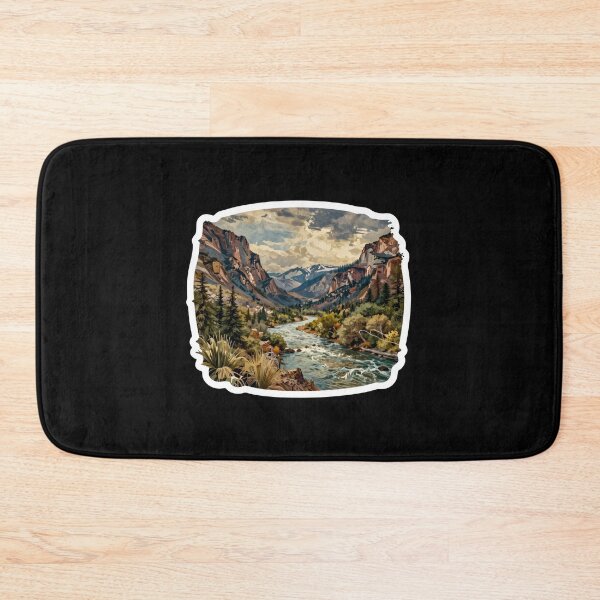 Item preview, Mountain Canyon River Landscape Sticker | Scenic Wilderness Art designed and sold by FestivityFinds.