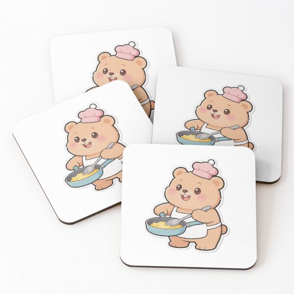 Item preview, Cute Kawaii Bear Chef Cooking Eggs Cartoon Sticker designed and sold by carestazafeli.