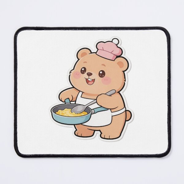 Item preview, Cute Kawaii Bear Chef Cooking Eggs Cartoon Sticker designed and sold by carestazafeli.