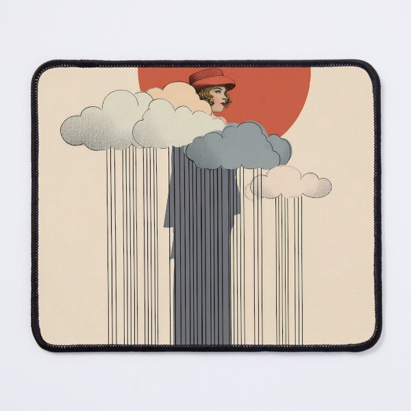 Item preview, Woman Above the Clouds – Art Deco Red Sun and Storm Clouds designed and sold by BestVarieties.