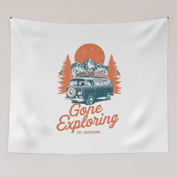 Item preview, Gone Exploring Vintage Camper Van Mountain Adventure T-Shirt designed and sold by FestivityFinds.