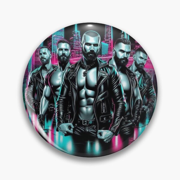 Item preview, San Francisco Leather Daddies Neon Nights Colorsplash CyberpunkGay Pride Art Design designed and sold by ItsAKinkThing.