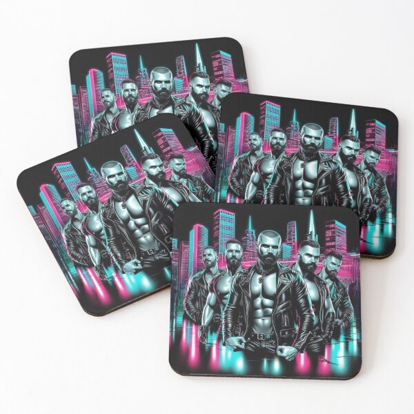 Item preview, San Francisco Leather Daddies Neon Nights Colorsplash CyberpunkGay Pride Art Design designed and sold by ItsAKinkThing.