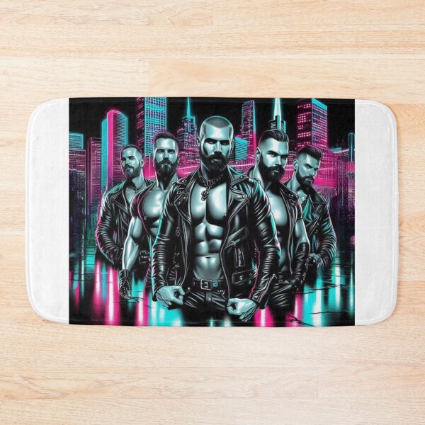 Item preview, San Francisco Leather Daddies Neon Nights Colorsplash CyberpunkGay Pride Art Design designed and sold by ItsAKinkThing.
