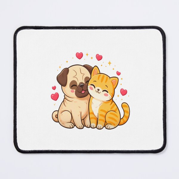 Item preview, Cute Dog and Cat Hugging Design | Adorable Pet Lover Illustration designed and sold by Lovestickerco.