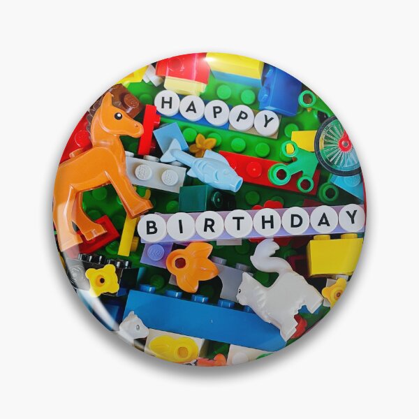 Item preview, Happy Bricky Birthday (with creatures and a bike)  designed and sold by Julia Marshall Felix.
