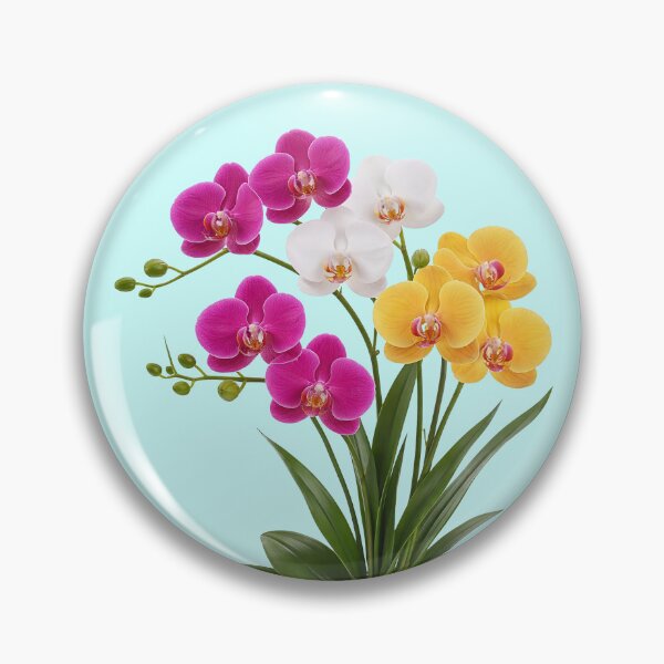 Item preview, Vibrant Pink White Yellow Elegant Orchid Flower Blue Shapes Mania designed and sold by Shapes-Mania.