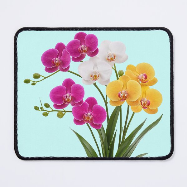 Item preview, Vibrant Pink White Yellow Elegant Orchid Flower Blue Shapes Mania designed and sold by Shapes-Mania.