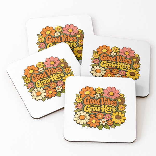 Artikelvorschau, Hier wachsen gute Vibes – Retro-Blumen-Hippie-Stickerdesign mit Flower Power entworfen und verkauft von FestivityFinds.