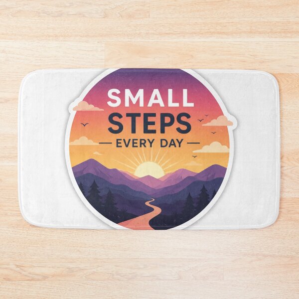 Item preview, Small Steps Every Day – Motivational Sunset Mountain Sticker designed and sold by ZenGrowth4.