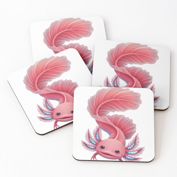 Item preview, Elegant Pink Axolotl with Flowing Betta Tail designed and sold by PholPol1959.