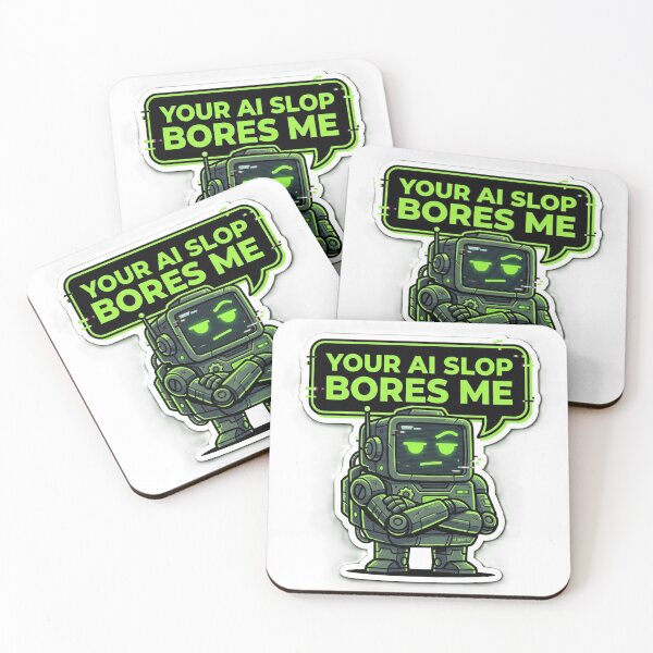 Item preview, Your AI Slop Bores Me Sticker | Funny Sarcastic  Tech Humor Robot Meme Sticker designed and sold by ChaosAndChill.
