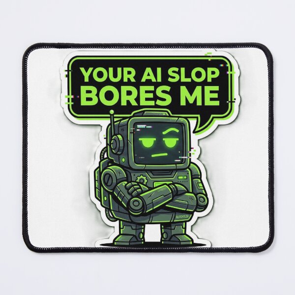 Item preview, Your AI Slop Bores Me Sticker | Funny Sarcastic Tech Humor Robot Meme Sticker designed and sold by ChaosAndChill.