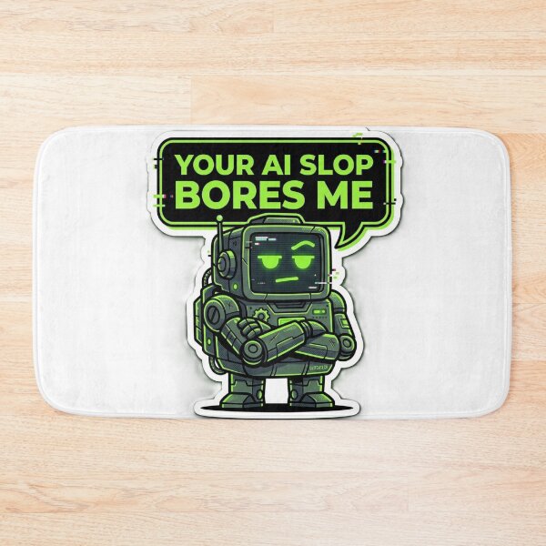 Item preview, Your AI Slop Bores Me Sticker | Funny Sarcastic  Tech Humor Robot Meme Sticker designed and sold by ChaosAndChill.