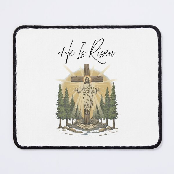 Item preview, He Is Risen Christ Cross Forest Graphic Tee designed and sold by OlyvieArt.
