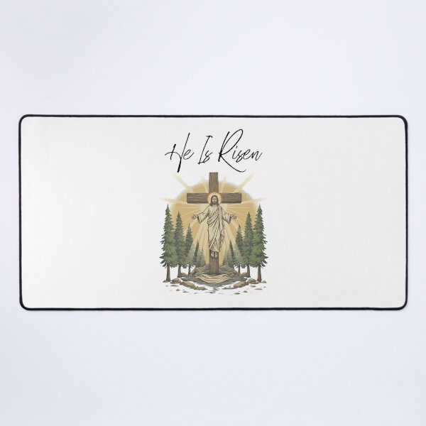 Item preview, He Is Risen Christ Cross Forest Graphic Tee designed and sold by OlyvieArt.
