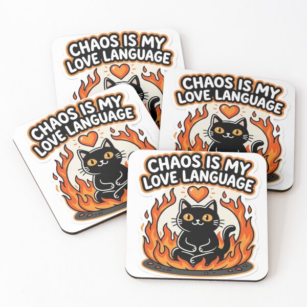 Item preview, Chaos Is My Love Language Sticker | Funny Black Cat  Sarcastic Nonchalant Fire Sticker designed and sold by ChaosAndChill.