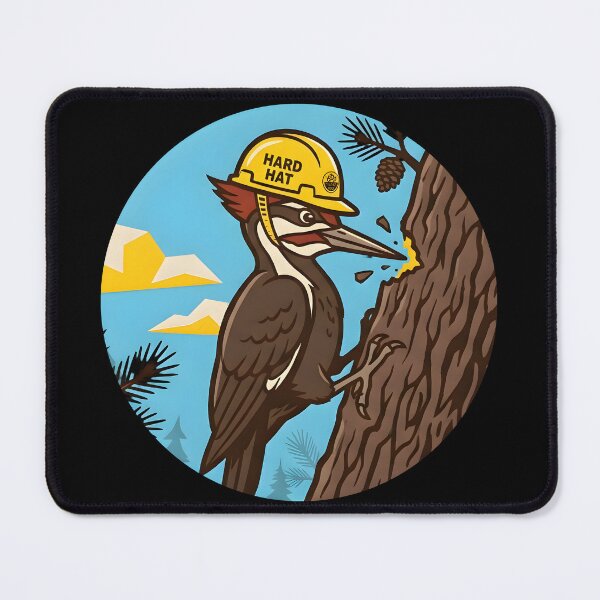 Item preview, Hard at Work: Woodpecker in a Construction Hard Hat designed and sold by Raw Tigers.