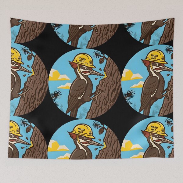 Item preview, Hard at Work: Woodpecker in a Construction Hard Hat designed and sold by Raw Tigers.
