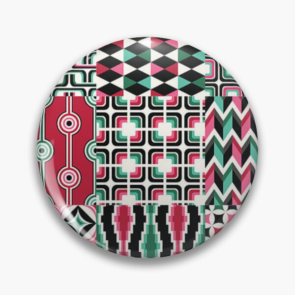 Item preview, Retro Geometric Mosaic Pattern in Pink, Green, and Black designed and sold by DesertFlowArt.