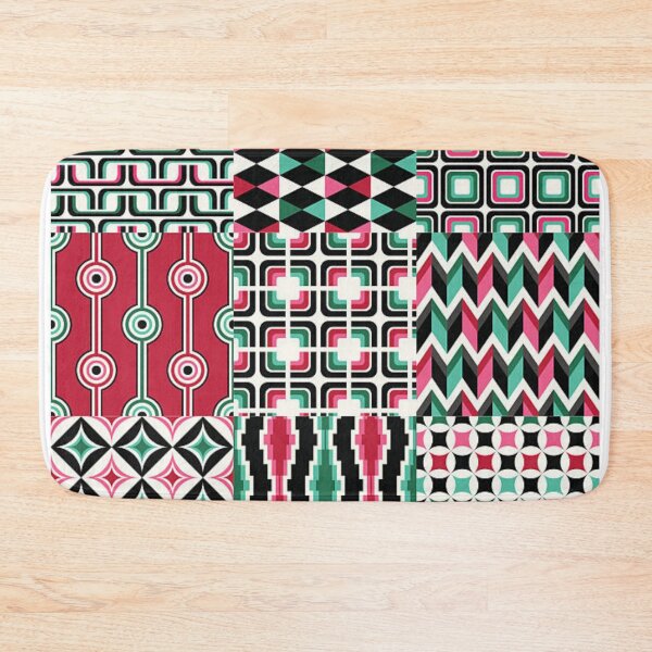 Item preview, Retro Geometric Mosaic Pattern in Pink, Green, and Black designed and sold by DesertFlowArt.