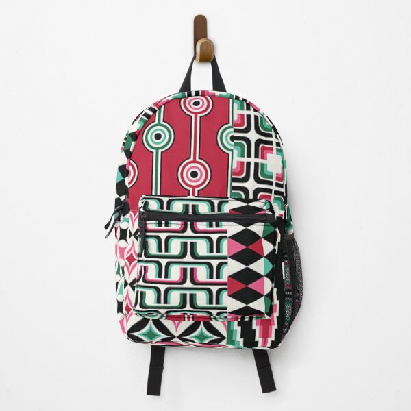 Item preview, Retro Geometric Mosaic Pattern in Pink, Green, and Black designed and sold by DesertFlowArt.
