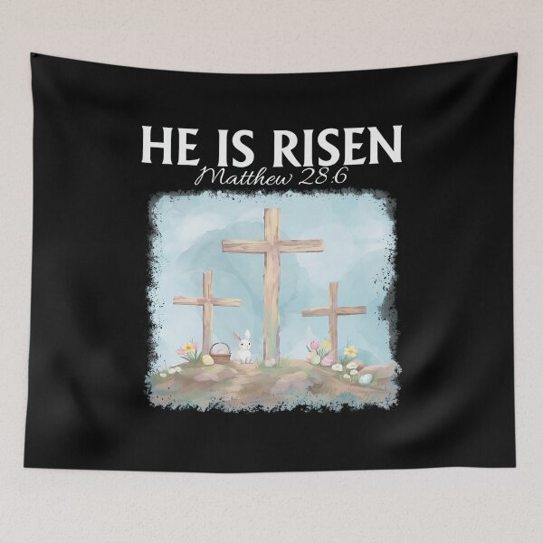 Item preview, He Is Risen Easter Cross Rabbit designed and sold by OlyvieArt.