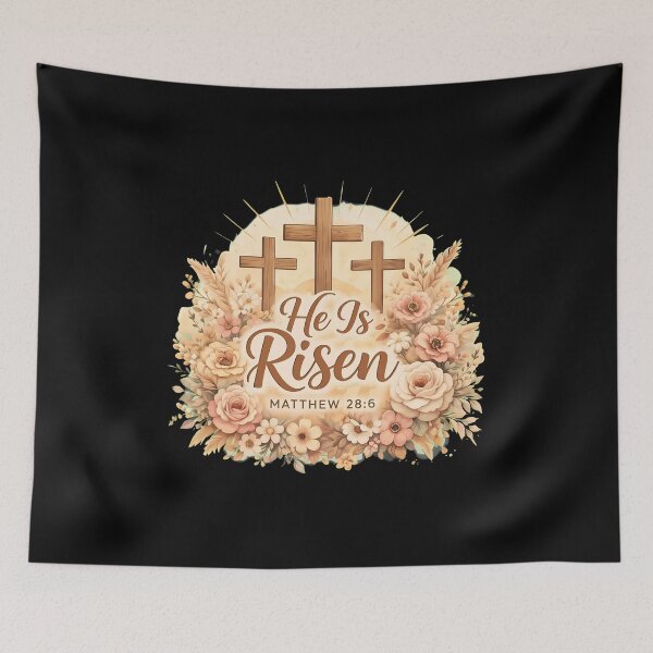 Item preview, He Is Risen Floral Cross Scripture Easter T-Shirt designed and sold by Dmo3HarkoArt.