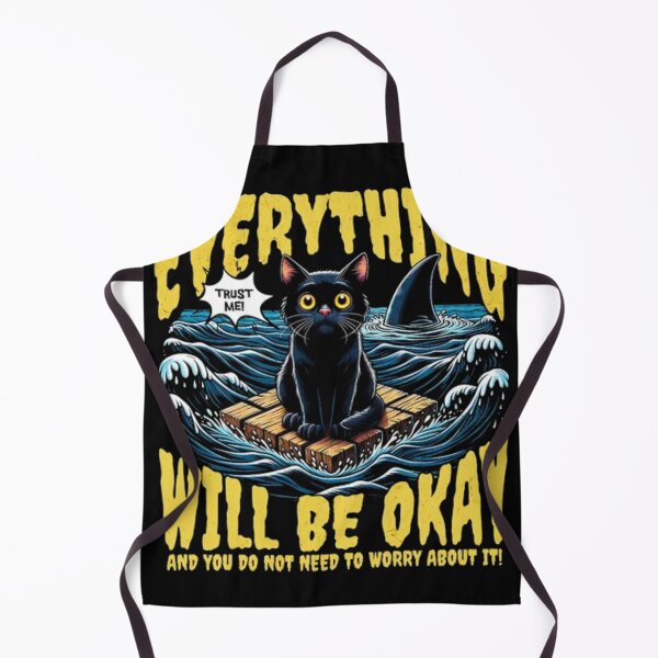 Item preview, Everything Will Be Okay - Funny Ironic Black Cat & Shark designed and sold by GenZFashion000.