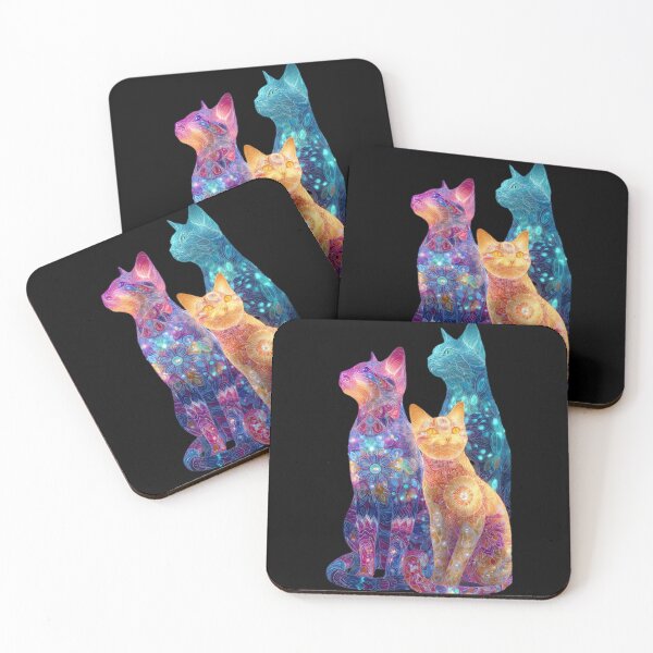 Item preview, Mystic Neon Mandala Cats Trinity designed and sold by Moody Vibes Studio.