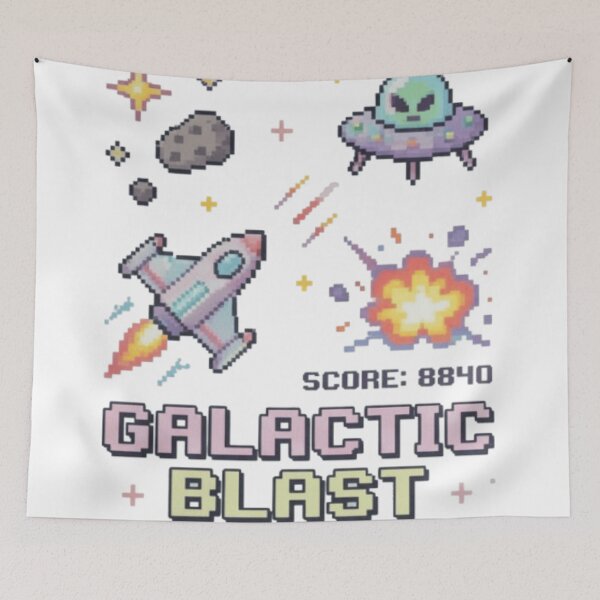 Aperçu de l'œuvre Aventure spatiale rétro en pixel art Galactic Blast créée et vendue par ARYAM..