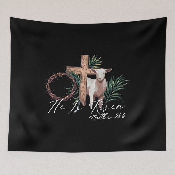 Item preview, He Is Risen Lamb Cross Easter Scripture designed and sold by Dmo3HarkoArt.