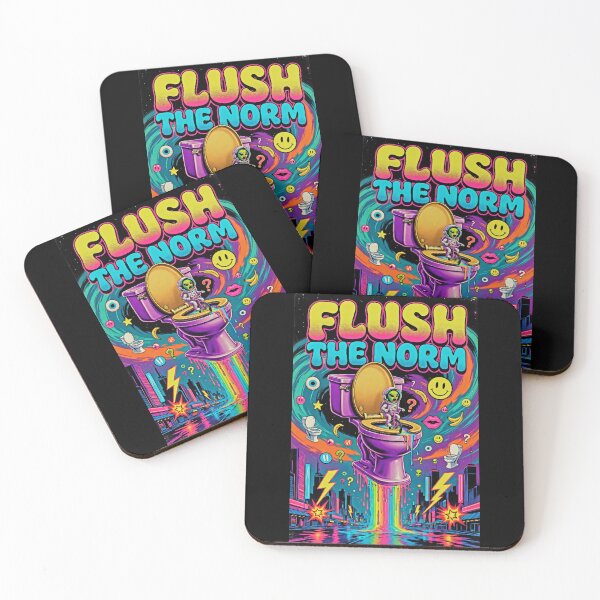 Item preview, Flush The Norm - Psychedelic Alien on Toilet in Neon City Poster designed and sold by David Brookes Digital.