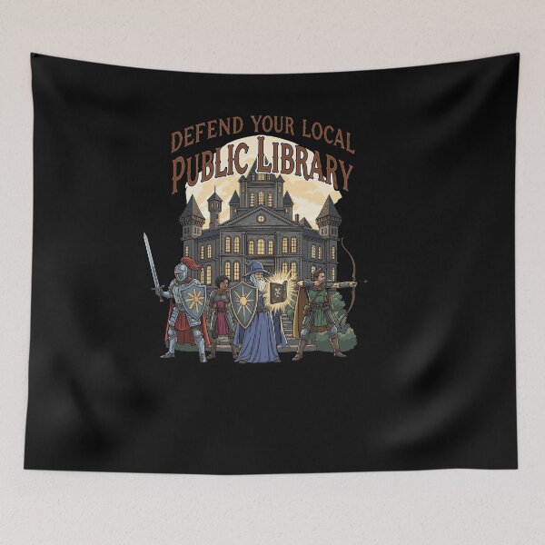 Item preview, Defend Your Local Public Library Mage Wizard Archer Knight designed and sold by Dressed For  Duty.