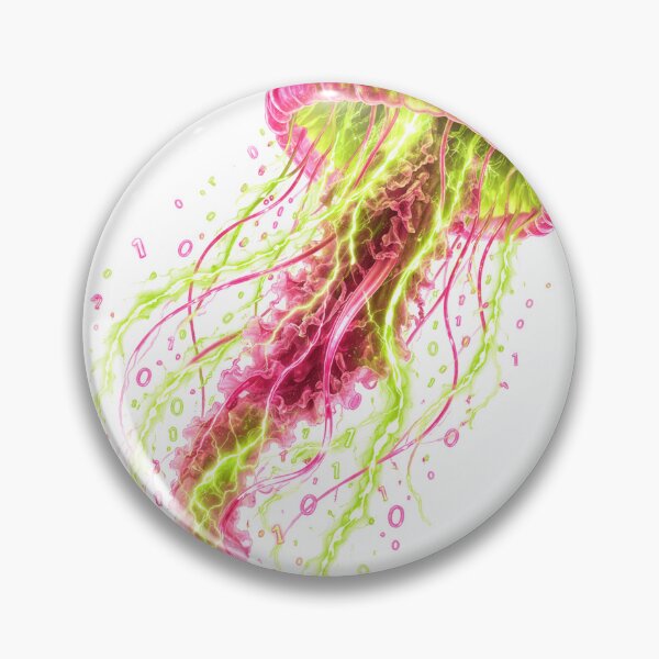 Item preview, Neon Electric Jellyfish - Binary Code Synthwave Art designed and sold by Antonrec86.