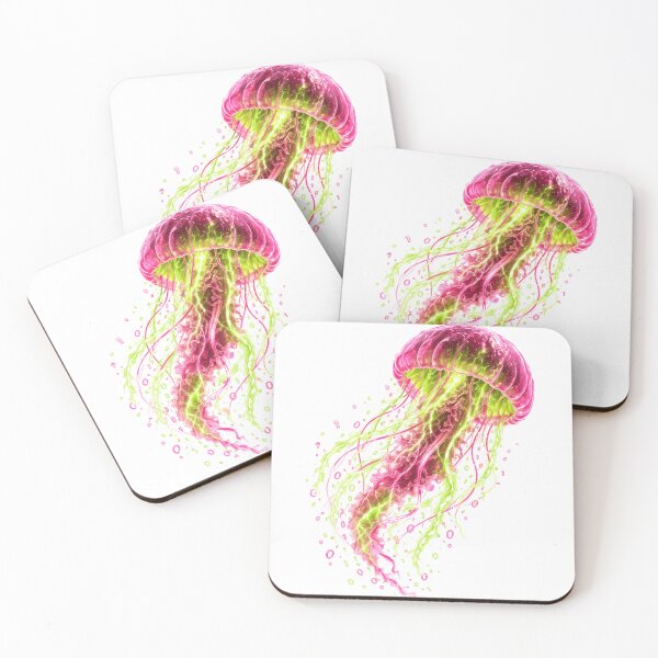 Item preview, Neon Electric Jellyfish - Binary Code Synthwave Art designed and sold by Antonrec86.