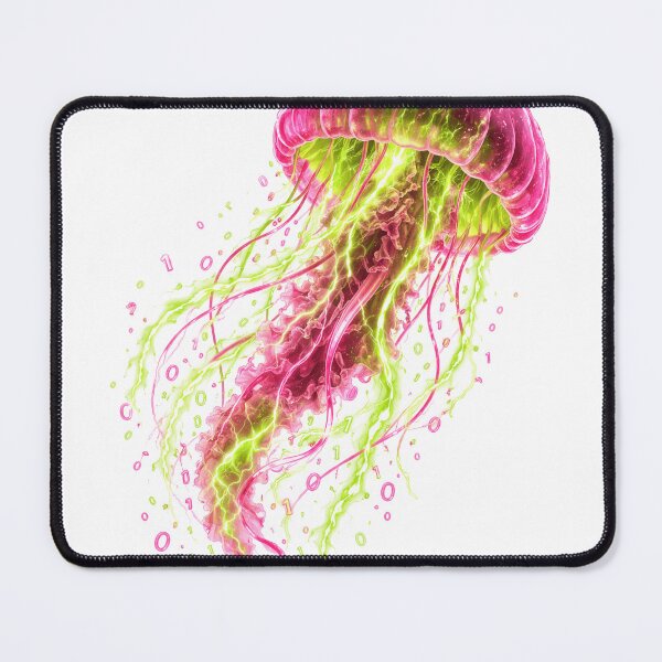 Item preview, Neon Electric Jellyfish - Binary Code Synthwave Art designed and sold by Antonrec86.