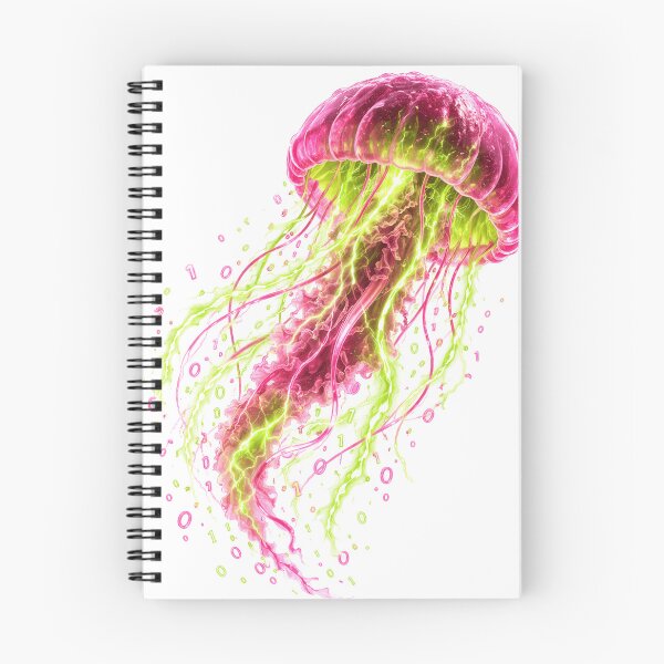 Item preview, Neon Electric Jellyfish - Binary Code Synthwave Art designed and sold by Antonrec86.