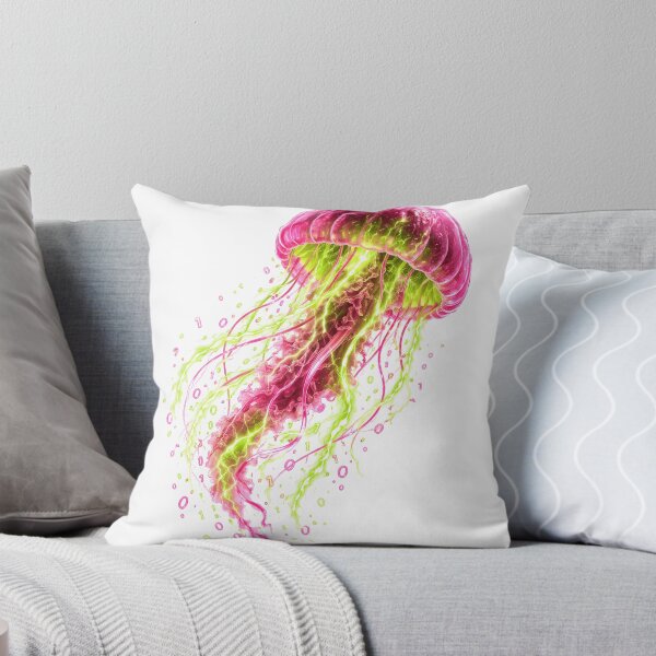 Item preview, Neon Electric Jellyfish - Binary Code Synthwave Art designed and sold by Antonrec86.