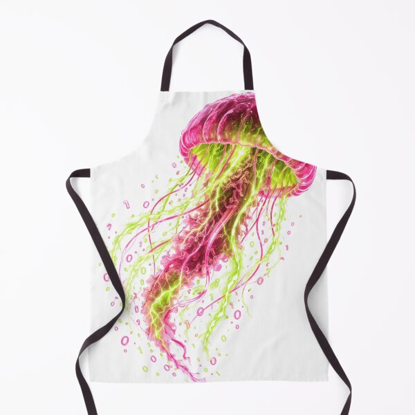 Item preview, Neon Electric Jellyfish - Binary Code Synthwave Art designed and sold by Antonrec86.