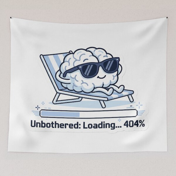 Item preview, Unbothered Loading 404 Sticker | Funny Sarcastic  Brain Chill Retro Tech Humor Sticker designed and sold by ChaosAndChill.