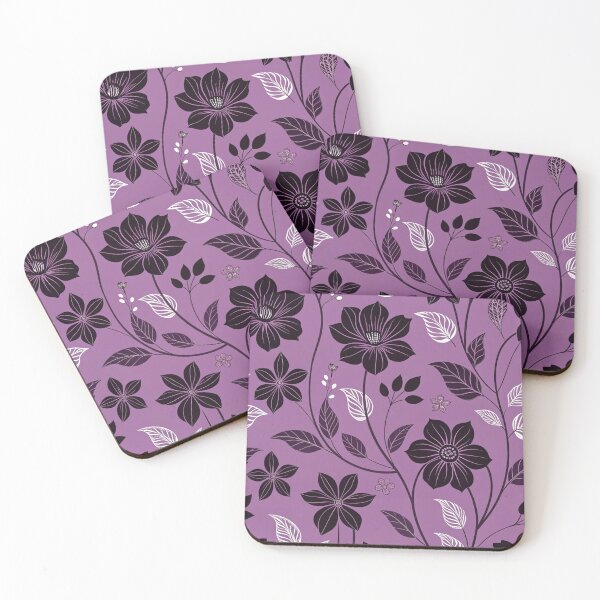 Item preview, Purple Floral Seamless Pattern with Black Flowers | Elegant Botanical Design, Dark Aesthetic Background designed and sold by Erik Visnievskij.