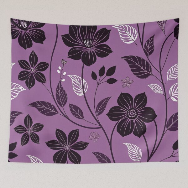 Item preview, Purple Floral Seamless Pattern with Black Flowers | Elegant Botanical Design, Dark Aesthetic Background designed and sold by Erik Visnievskij.