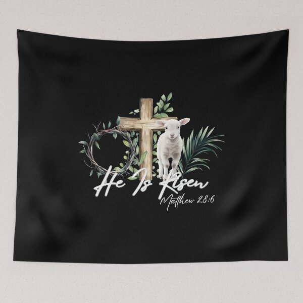Item preview, He Is Risen Lamb Cross Easter Scripture designed and sold by Dmo3HarkoArt.