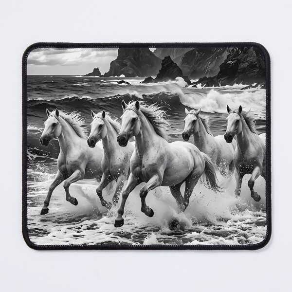 Item preview, Wild White Horses Racing Through Stormy Ocean Waves designed and sold by ArtaFutura.