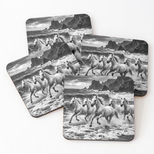 Item preview, Wild White Horses Racing Through Stormy Ocean Waves designed and sold by ArtaFutura.